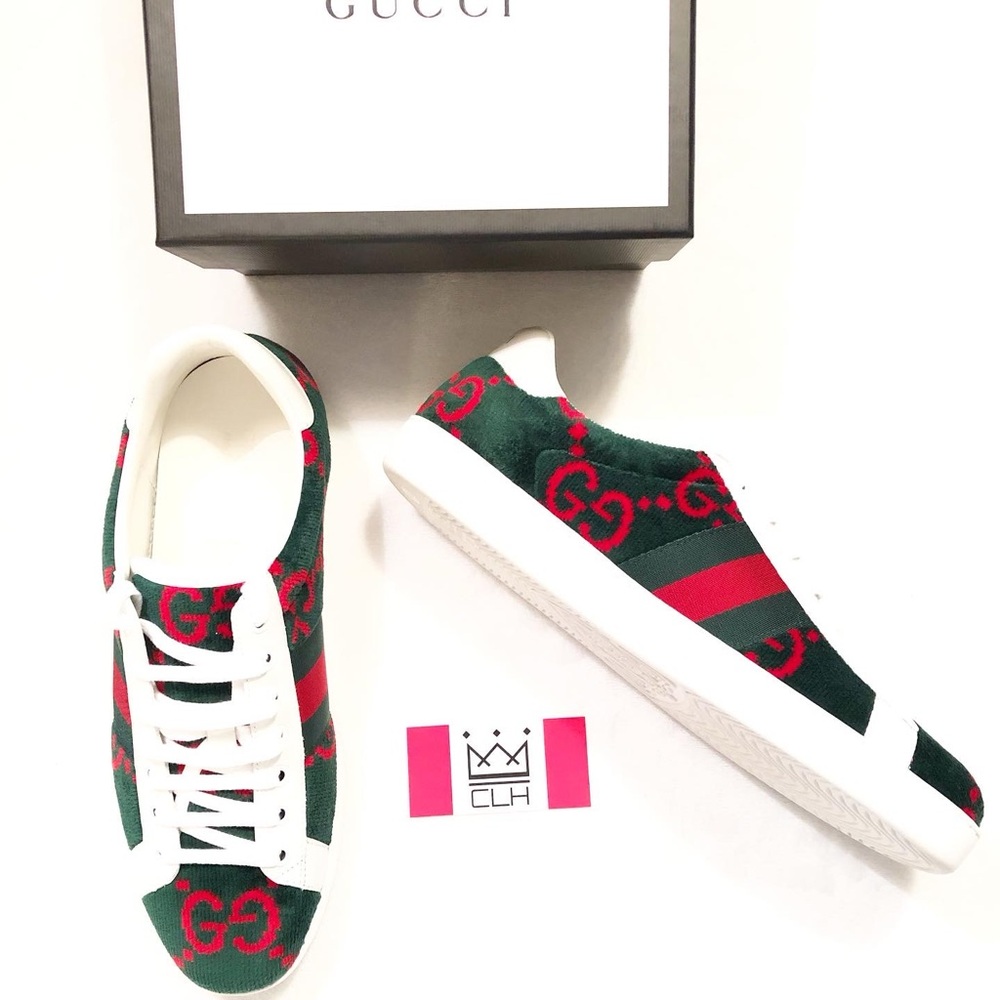GUCCI ACE GG TERRY CLOTH SNEAKERS
